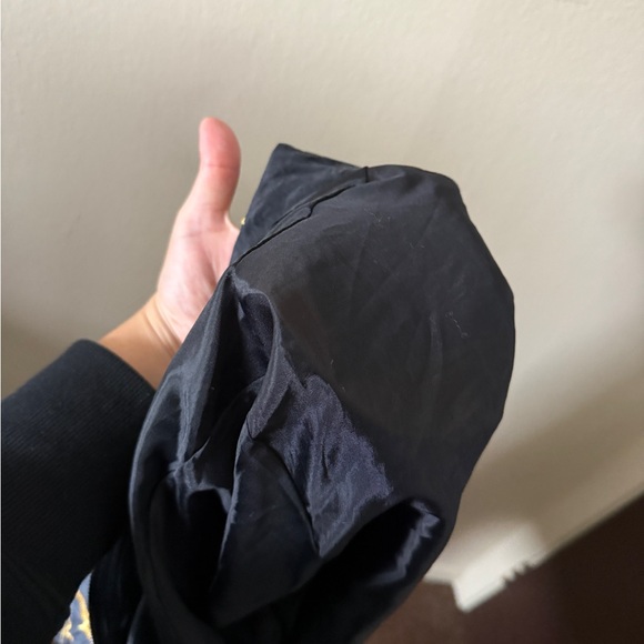 Vintage Fu Da 100% Silk Black Windbreaker with Embroidered Gold Stars size M - Picture 8 of 8